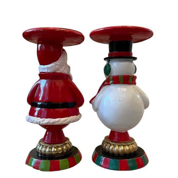 Martha Stewart Christmas Candle Holders 8.5in Santa & Snowman Holiday Decor New - Picture 3 of 16